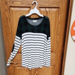 Maurices Black and White Striped Blouse